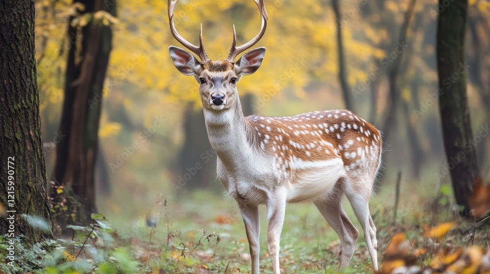 A grandiose deer in a peaceful forest A grandiose deer in a peaceful forest