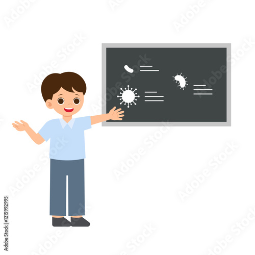 Science Class Teacher Presenting Science Concepts at Black Board