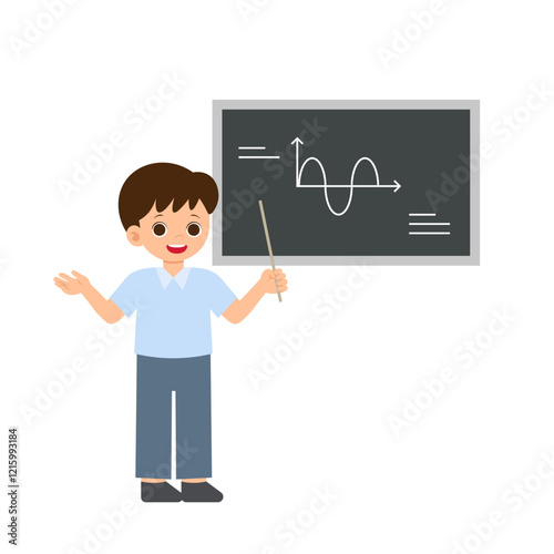 Science Class Teacher Presenting on Chalkboard