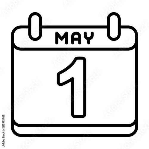 Calendar with May 1st Outline Style Icon
