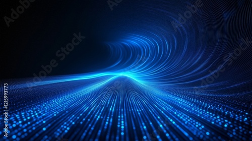 Dynamic Blue Light Waves Creating a Futuristic Digital Effect