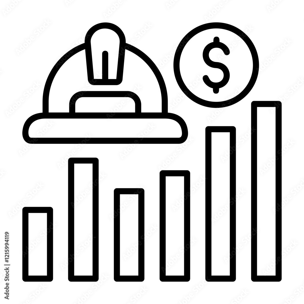 Obraz premium Labor Statistics Graph Outline Style Icon