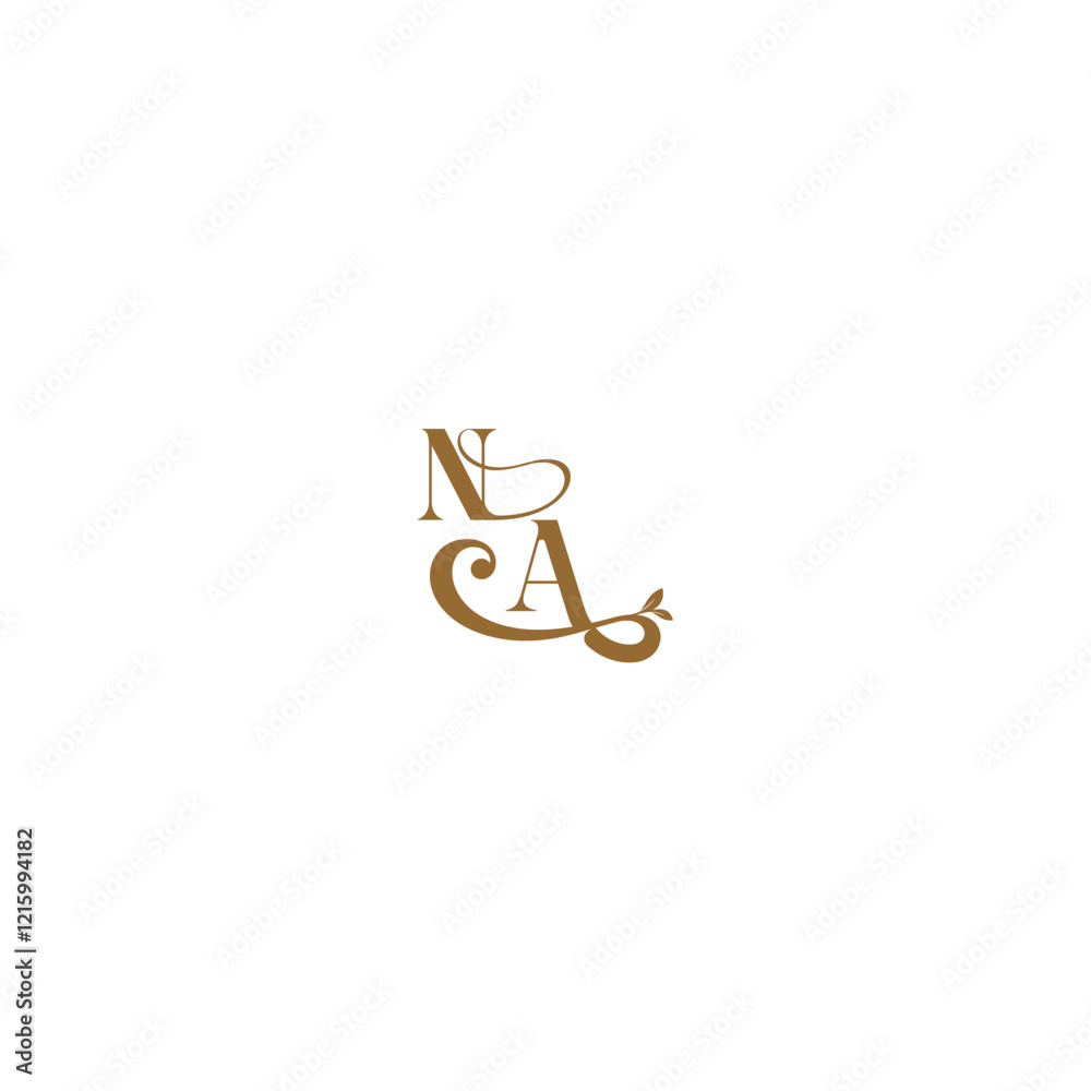 monogram wedding concept initial leaf line NA modern organic logo letter monogram wedding concept initial leaf line NA modern organic logo letter
