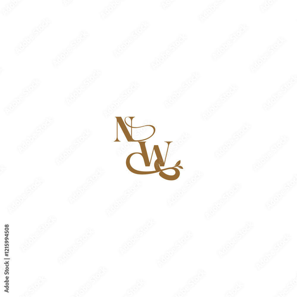 monogram wedding concept initial leaf line NW modern organic logo letter monogram wedding concept initial leaf line NW modern organic logo letter