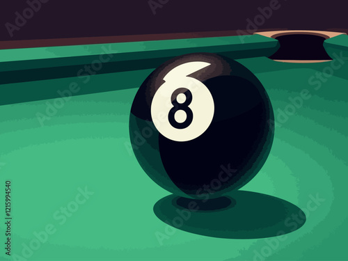 8 ball on pool table illustration