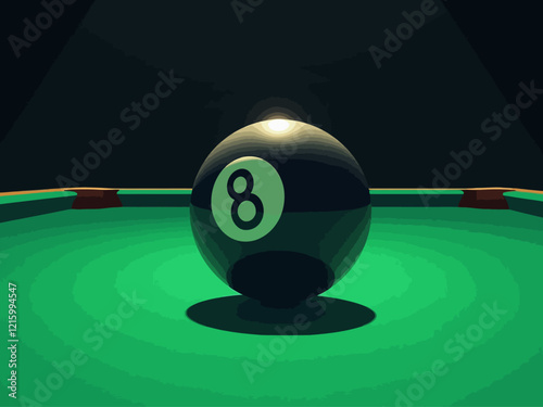 8 ball on pool table illustration
