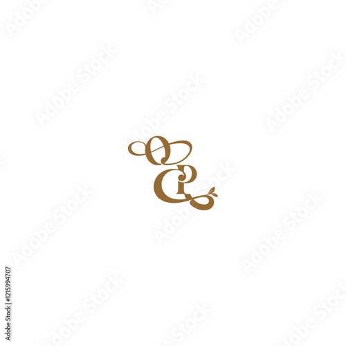 monogram wedding concept initial leaf line OP modern organic logo letter