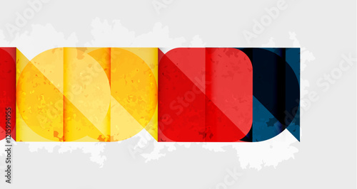 Squares, circles and triangles and grainy noisy texture. Vector Illustration For Wallpaper, Banner, Background, Card, Book Illustration, landing page