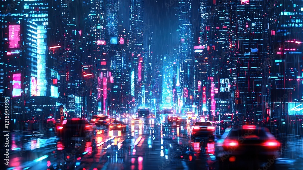 Cyberpunk Cityscape: Rain, Lights, and Speed Cyberpunk Cityscape: Rain, Lights, and Speed