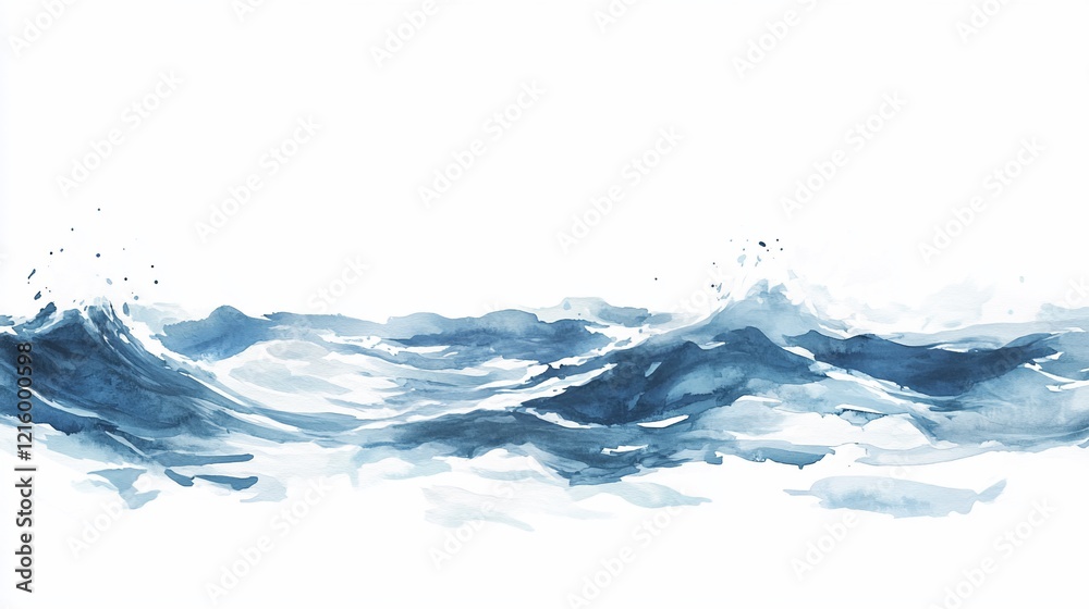Abstract watercolor painting of ocean waves. Abstract watercolor painting of ocean waves.