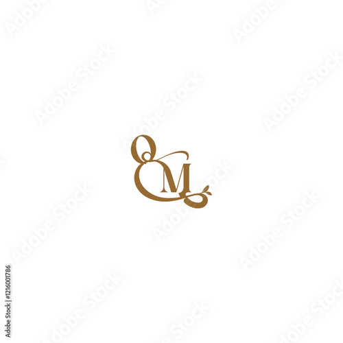 monogram wedding concept initial leaf line QM modern organic logo letter