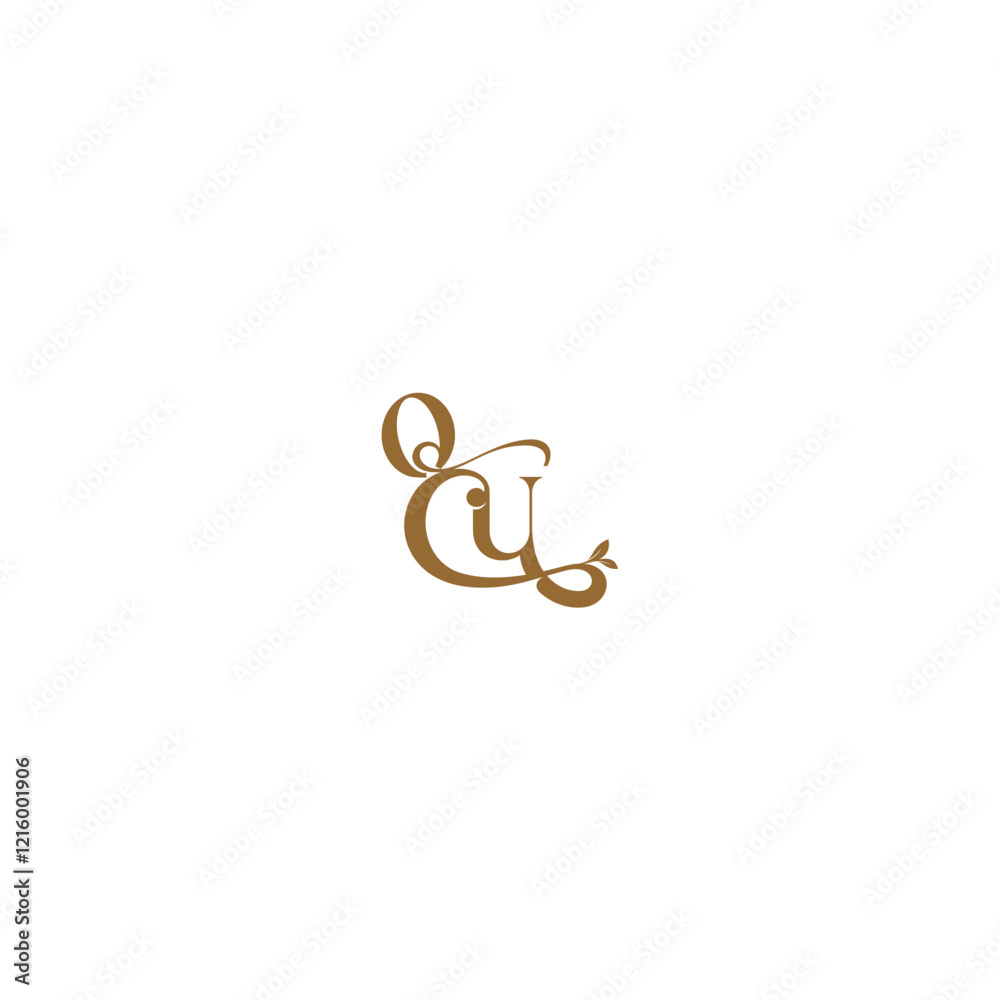monogram wedding concept initial leaf line QU modern organic logo letter monogram wedding concept initial leaf line QU modern organic logo letter