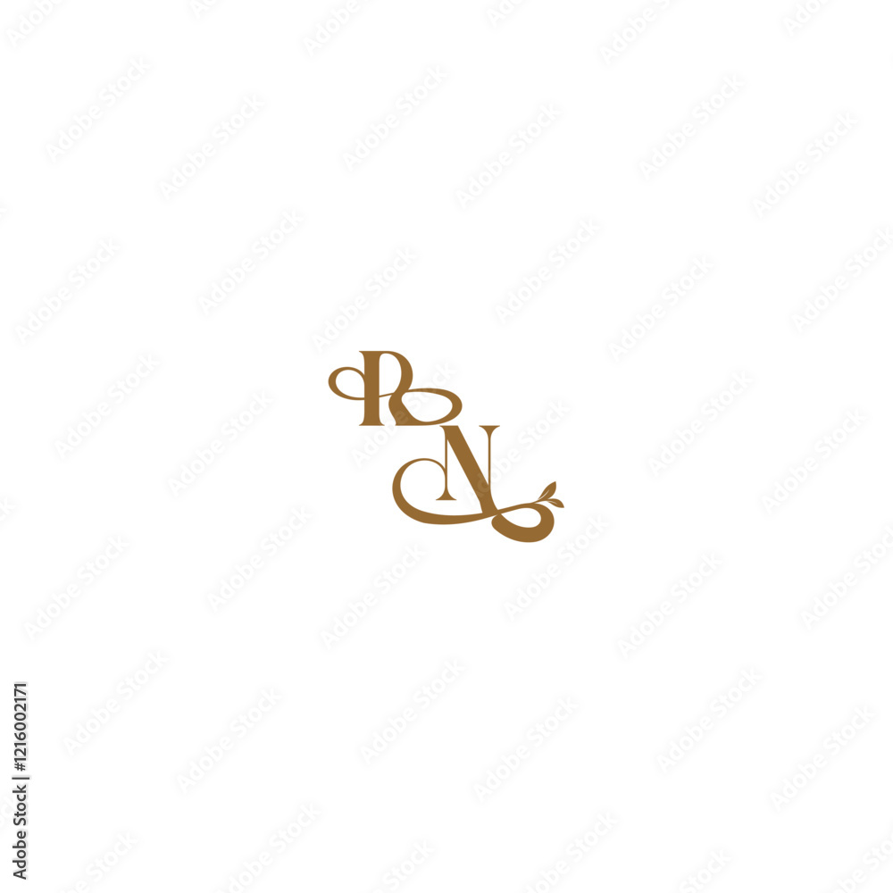 monogram wedding concept initial leaf line RN modern organic logo letter monogram wedding concept initial leaf line RN modern organic logo letter