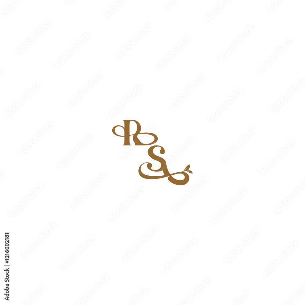 monogram wedding concept initial leaf line RS modern organic logo letter