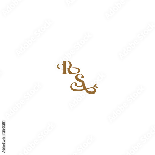 monogram wedding concept initial leaf line RS modern organic logo letter