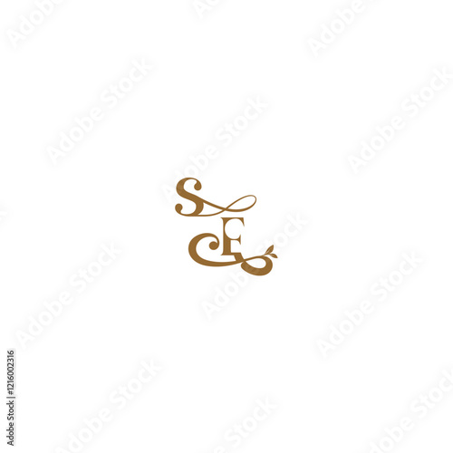 monogram wedding concept initial leaf line SF modern organic logo letter