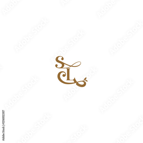 monogram wedding concept initial leaf line SL modern organic logo letter