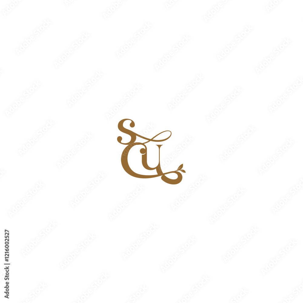 monogram wedding concept initial leaf line SU modern organic logo letter monogram wedding concept initial leaf line SU modern organic logo letter