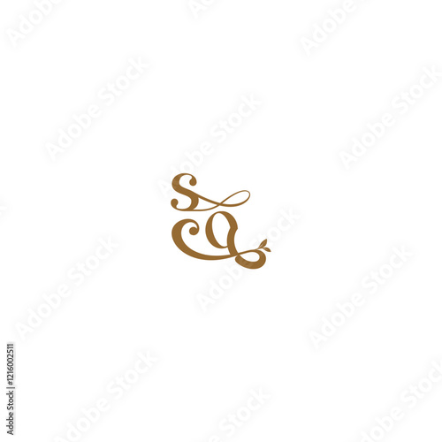 monogram wedding concept initial leaf line SO modern organic logo letter