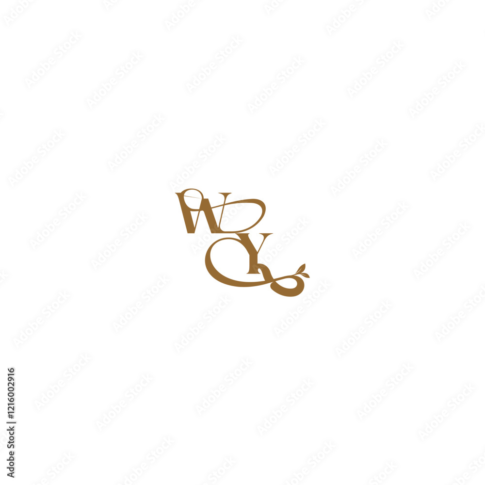 WY letter initial leaf line modern organic logo monogram wedding concept WY letter initial leaf line modern organic logo monogram wedding concept