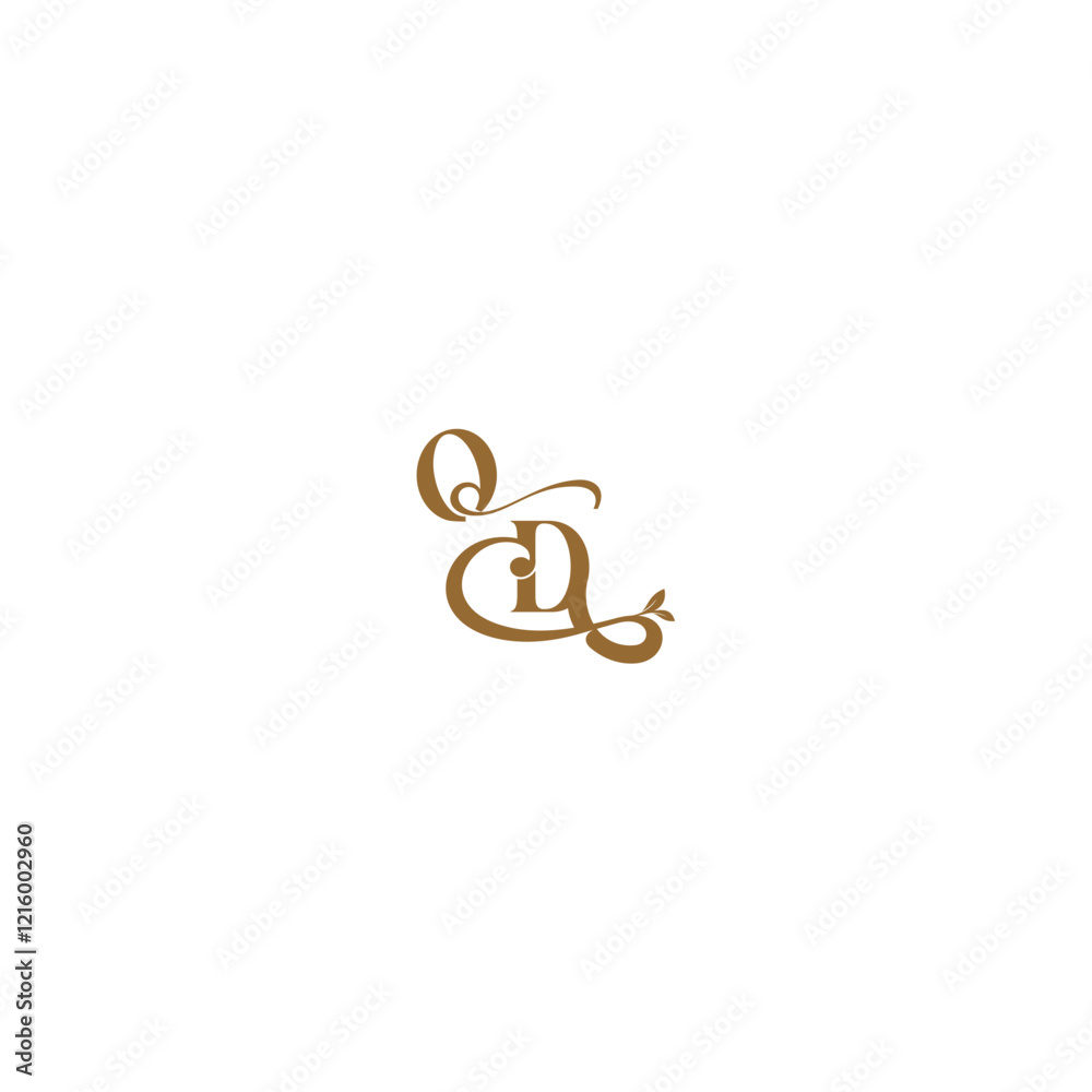 monogram wedding concept initial leaf line QD modern organic logo letter monogram wedding concept initial leaf line QD modern organic logo letter