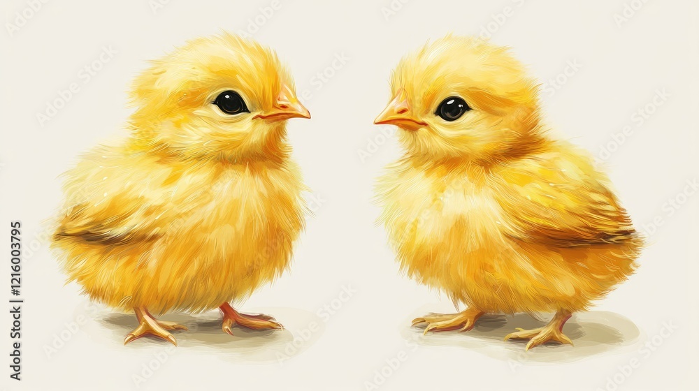 Naklejka premium Cute Fluffy Chicks on a Transparent Background Generative AI