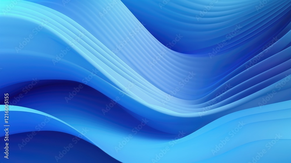 Obraz premium Abstract blue waves create a smooth, flowing pattern, evoking calmness and fluidity.