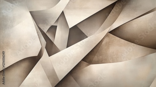 an abstract composition of overlapping geometric shapes in varying shades of mocha mousse, with soft gradients and textures resembling polished stone, creating a modern and elegant feel