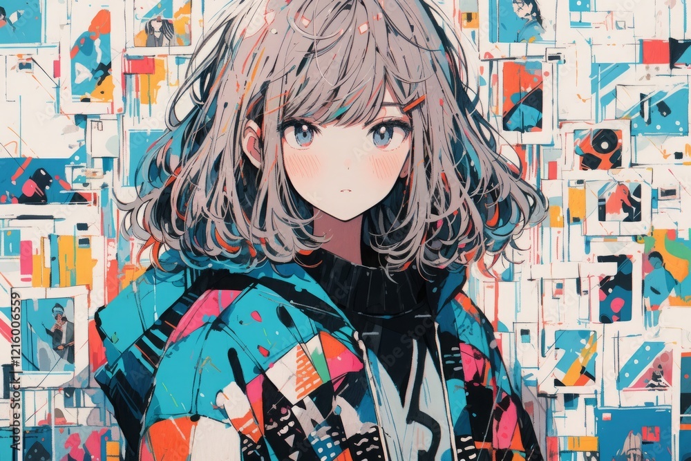 Obraz premium アニメ系の女性イラスト,Generative AI AI画像