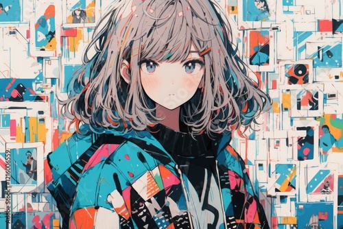 アニメ系の女性イラスト,Generative AI AI画像