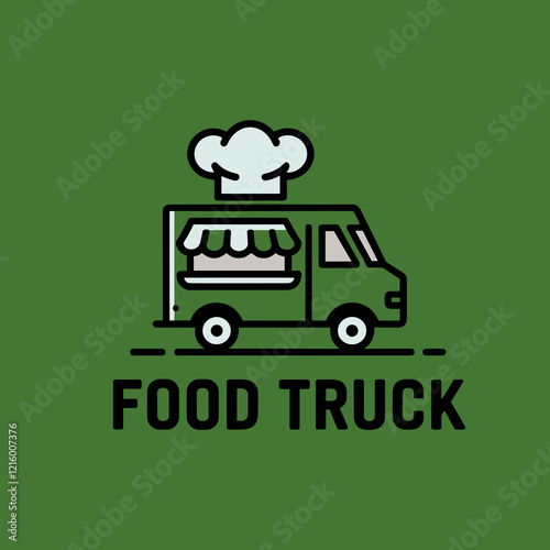 Illustration of Food Truck with Chef Hat
