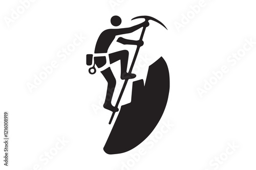 Mountain Climber Vector Silhouette Minimalist Black Artwork