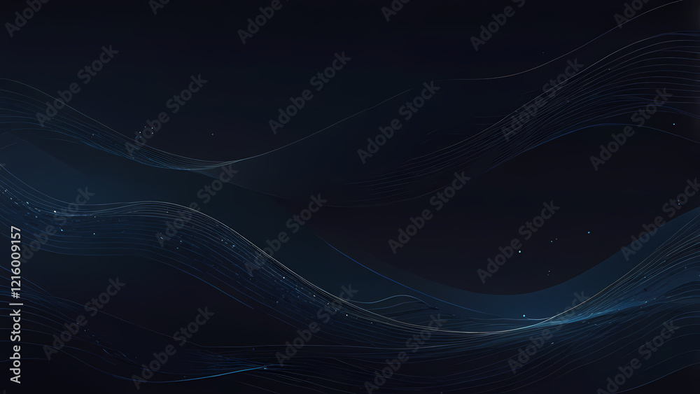 Fototapeta premium Modern Flat Design: White Light Waves on Dark Blue Background