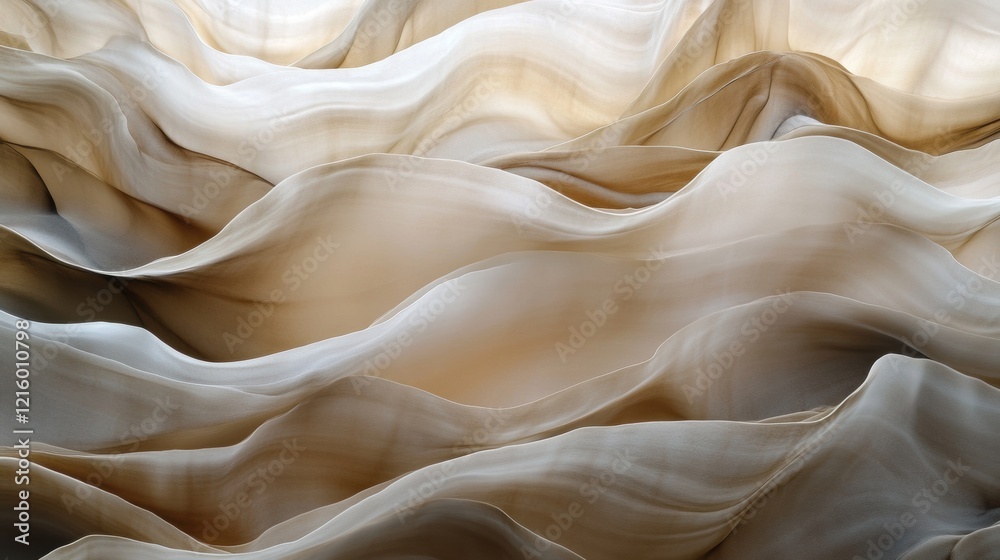 Obraz premium flowing, wave-like patterns in mocha mousse tones, combined with subtle highlights and shadows, creating a sense of smooth movement and depth