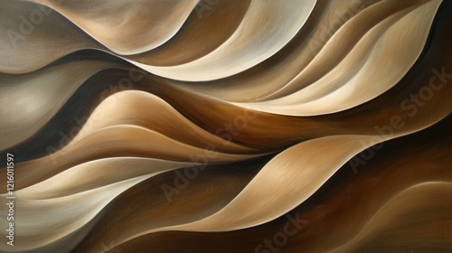 flowing, wave-like patterns in mocha mousse tones, combined with subtle highlights and shadows, creating a sense of smooth movement and depth