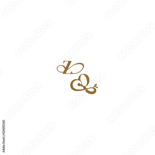 ZQ letter initial leaf line modern organic logo monogram wedding concept