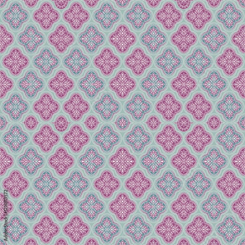 Beautiful designs decorate the tapestry of aesthetic beauty, and the blending of magenta and green tones create an elegant appearance. 