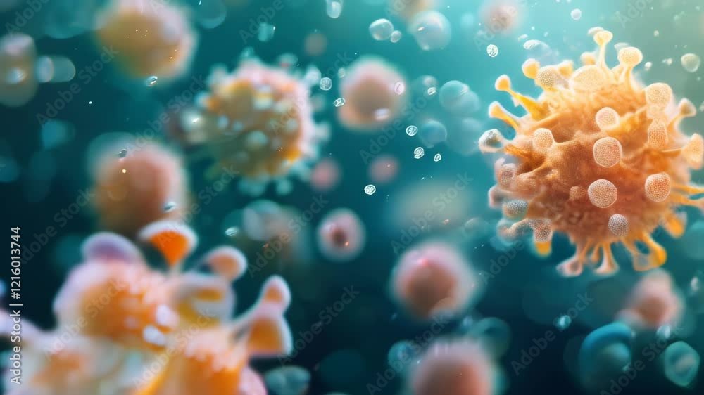 Exploring the intricate details of microorganisms in a close-up observation of viruses Exploring the intricate details of microorganisms in a close-up observation of viruses