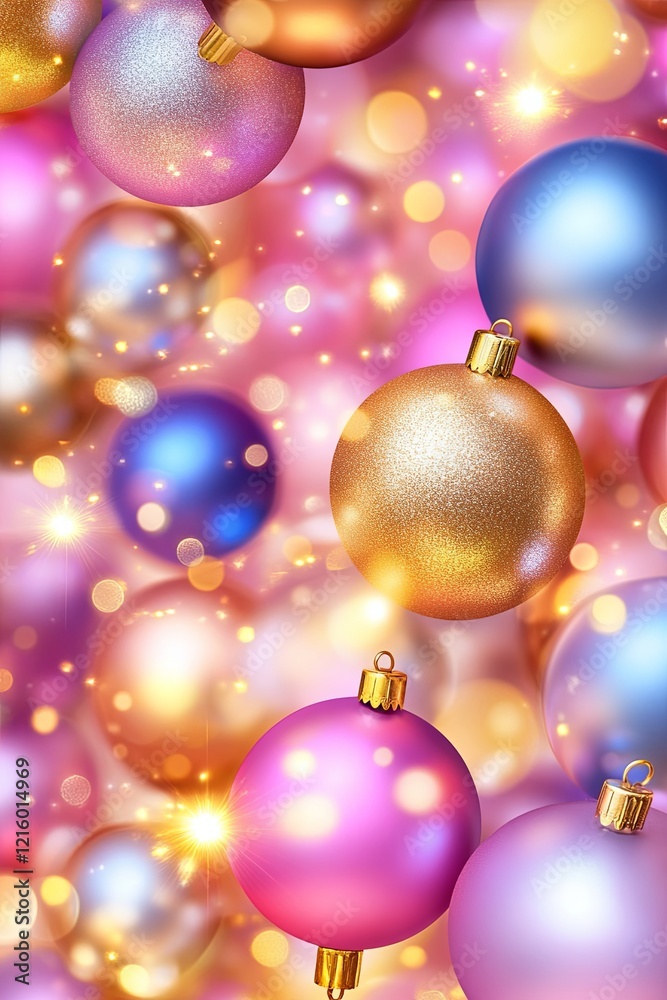 Festive Ornaments with Bokeh Lights in Warm Hues Festive Ornaments with Bokeh Lights in Warm Hues