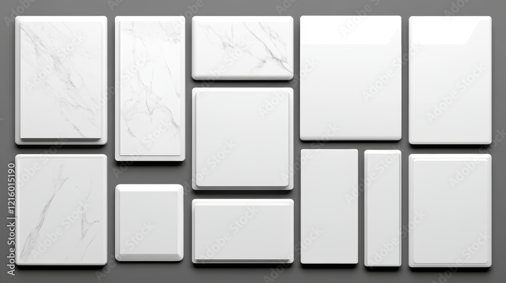 White Rectangular Tiles and Marble Panels Design White Rectangular Tiles and Marble Panels Design