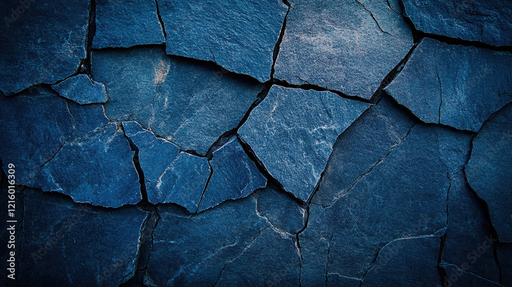 Fototapeta premium Dark blue slate texture with natural cracks