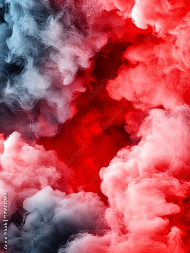 Fototapeta premium Dark Smoke Clouds with Red Lighting