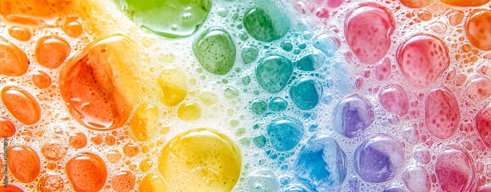 Colorful Soap Foam Bubbles on a Vibrant Background Colorful Soap Foam Bubbles on a Vibrant Background