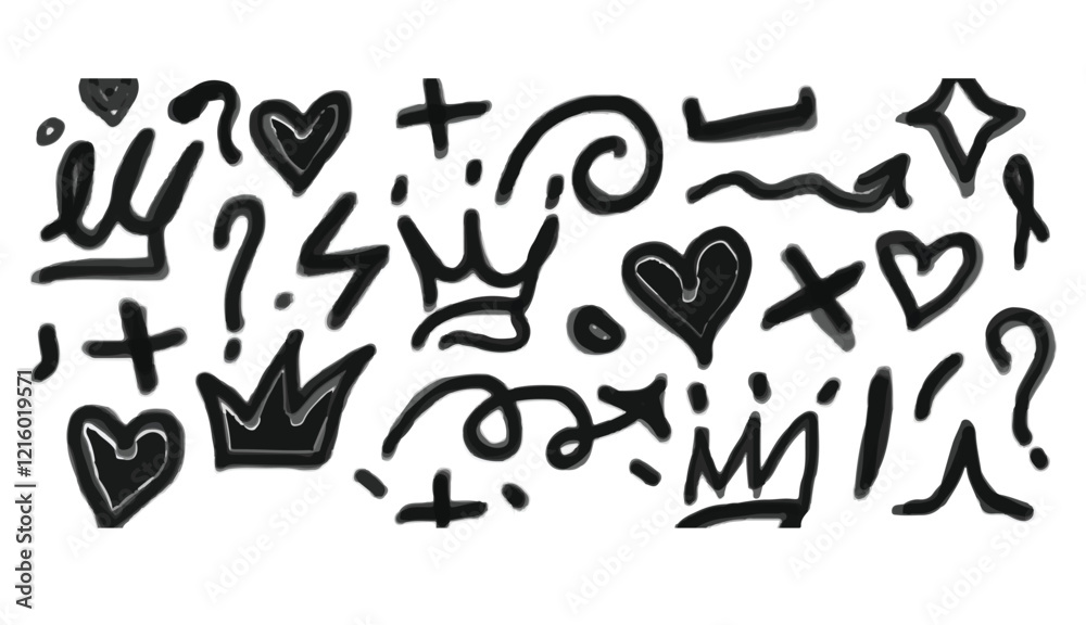 doodle art vector illustration , heart crown doodle doodle art vector illustration , heart crown doodle