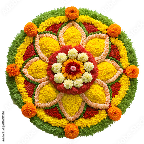 beautiful rangoli flowers on white background 