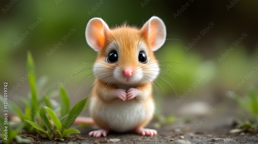 Adorable Baby Mouse in Nature Cute Animal Image Adorable Baby Mouse in Nature Cute Animal Image