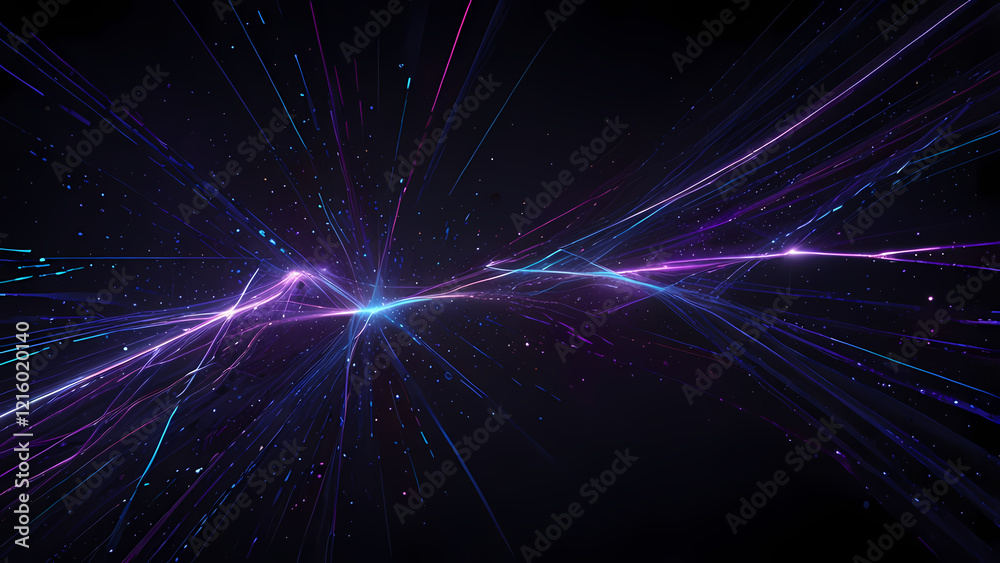 Futuristic Abstract Background with Glowing Light Lines in a Starry Void Futuristic Abstract Background with Glowing Light Lines in a Starry Void
