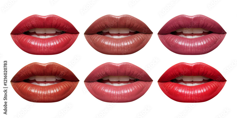 Obraz premium Lip Shad. makeup lips. Transparent background. Lipstick Color. Different color template