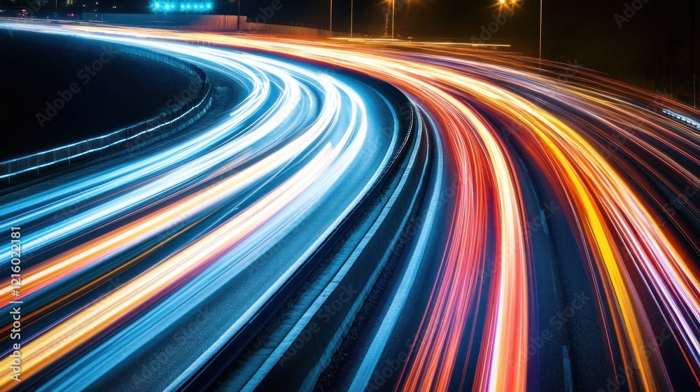 Night Highway: Abstract Light Trails of Speed and Movement Night Highway: Abstract Light Trails of Speed and Movement