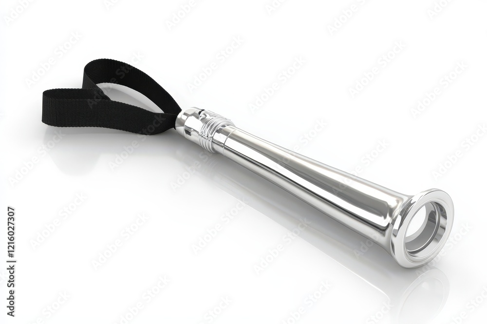 Chrome Metal Whistle With Black Lanyard Chrome Metal Whistle With Black Lanyard
